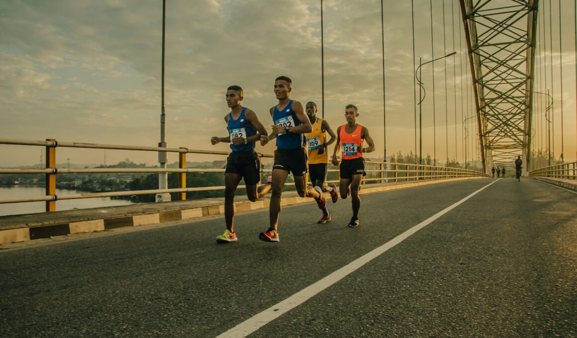 four men running on asphalt floor