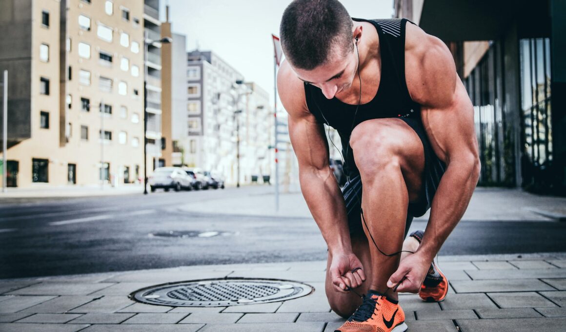 man tying his shoes